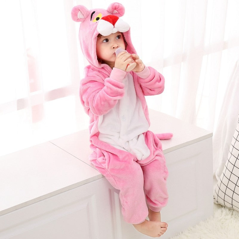 Pink Panther Onesie Pajamas Kigurumi Animal Costumes For Kids