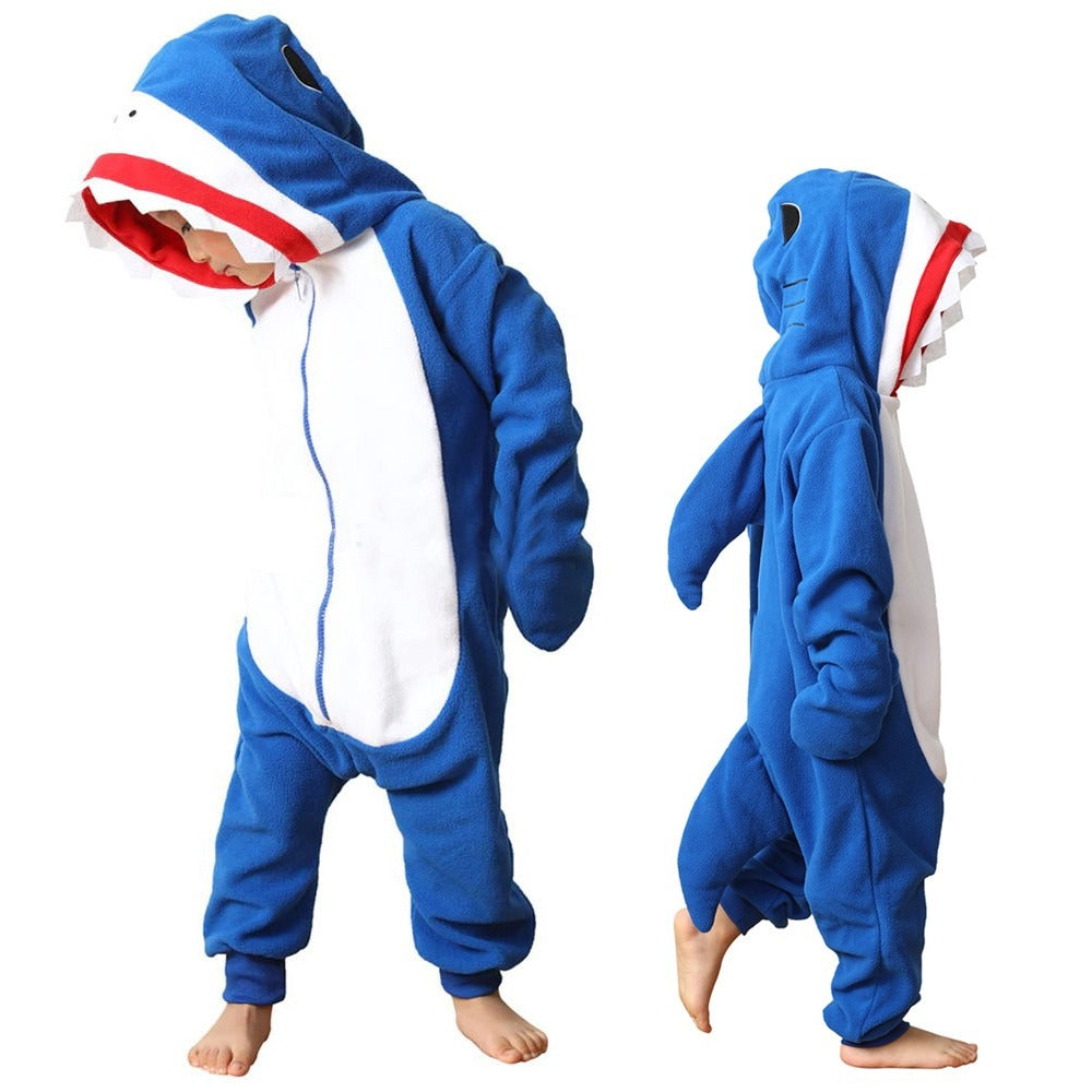 Kids Shark Onesie Costume Halloween Outfit for Boys Girls Zip Up