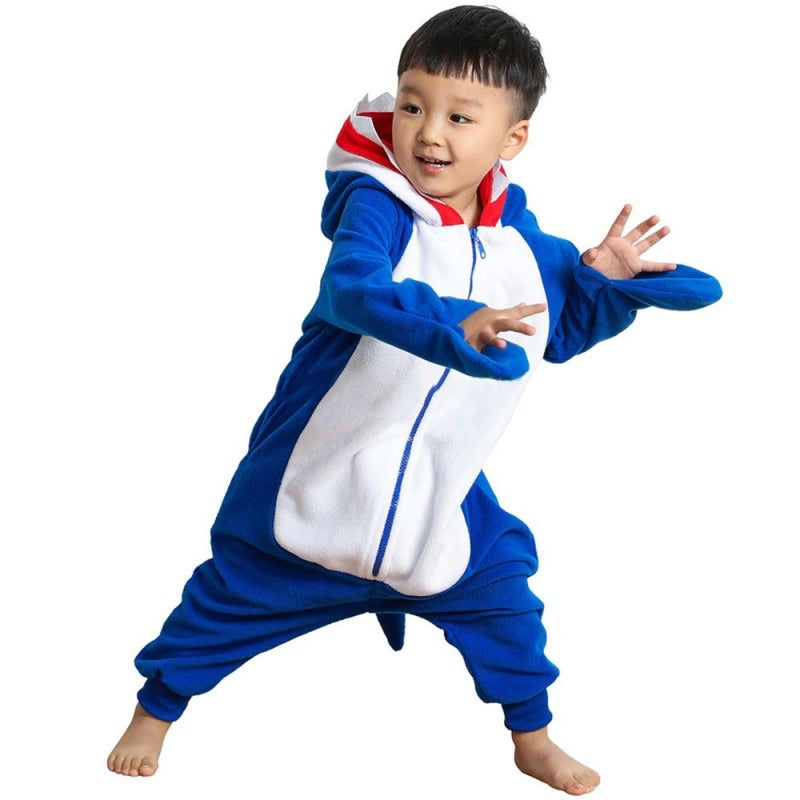 Kids Shark Onesie Costume Halloween Outfit for Boys Girls Zip Up