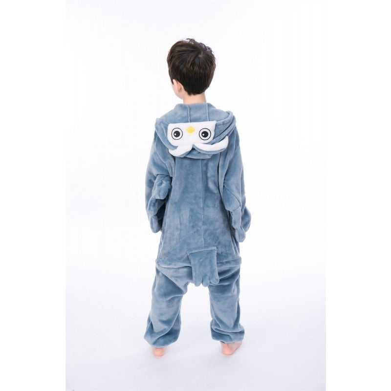 animal kigurumi blue Owl onesie pajamas for kids