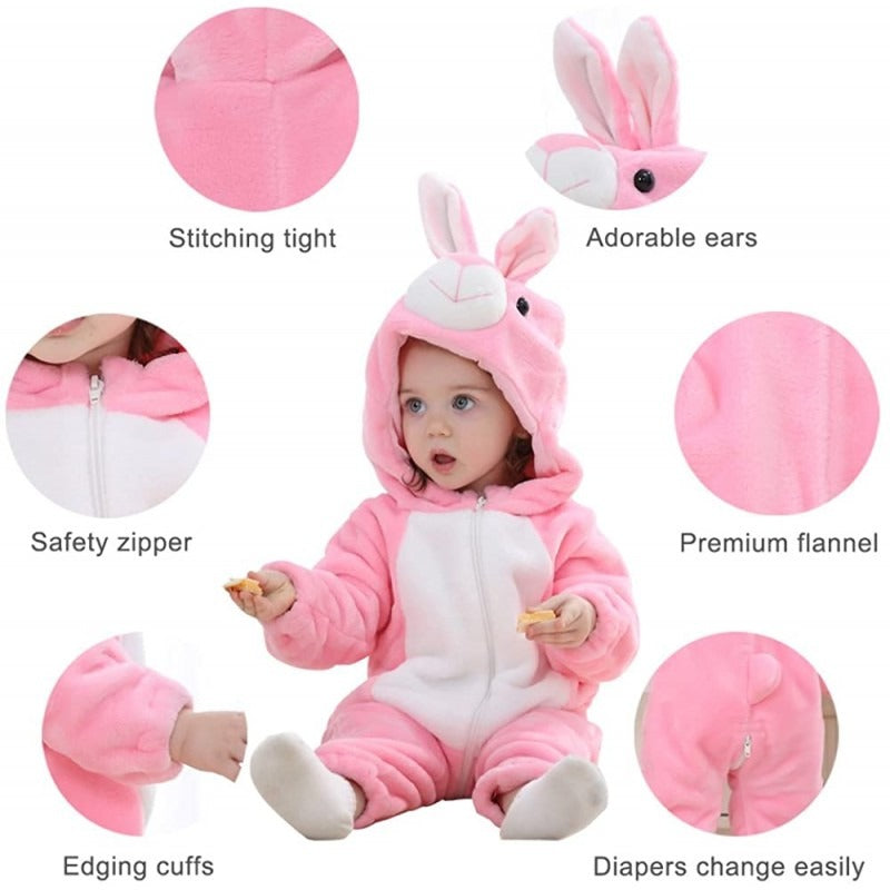Infant & Toddlers Pink Bunny Costume Onesie Romper Halloween Outfit Suit