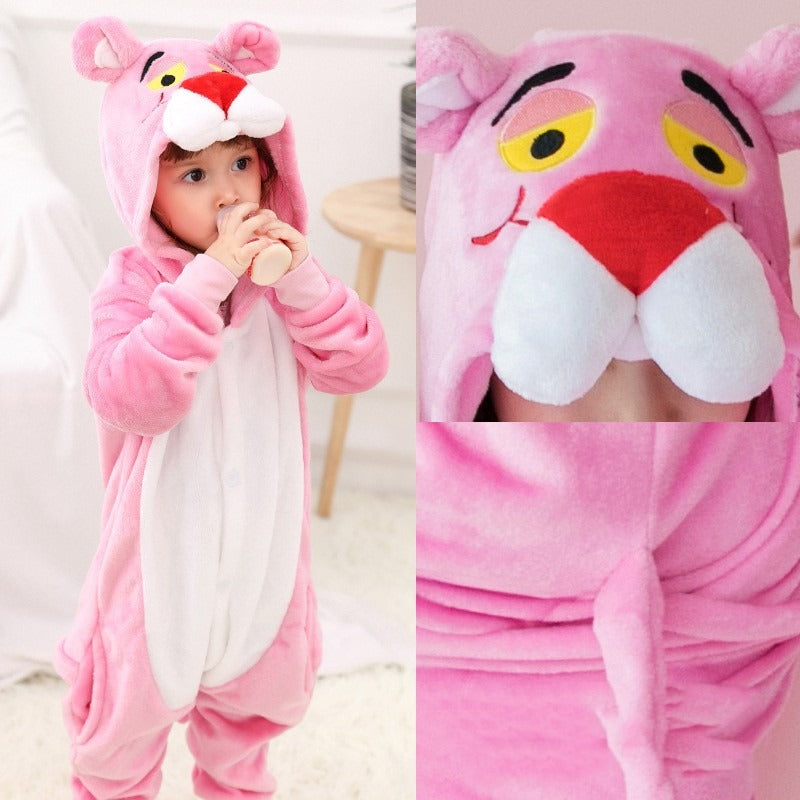 Pink Panther Onesie Pajamas Kigurumi Animal Costumes For Kids