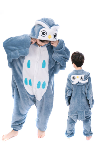animal kigurumi blue Owl onesie pajamas for kids