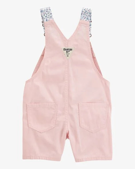 Toddler Heart Woven Shortalls - Pink