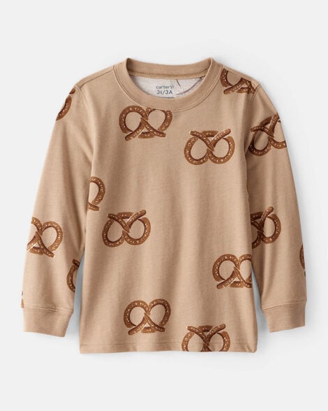 Toddler Boy Pretzel Print Long-Sleeve Tee