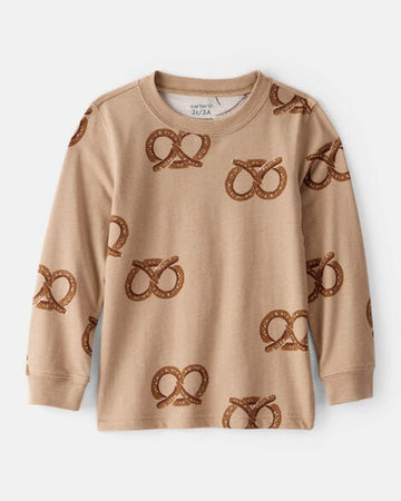 Toddler Boy Pretzel Print Long-Sleeve Tee