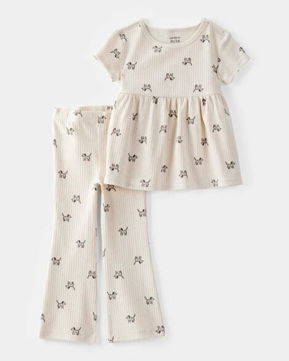 Toddler 2-Piece Ribbed Tee & Pull-On Pant Set