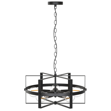5-Light Iron Finish Chandelier£¬Retro Industrial LED Chandelier for Corridor, Living Room, Bedroom, Hallway, Cafe, Bar and Kitchen, Matte Black