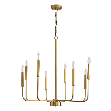 8 Lights Classic Candle Chandelier,Modern Farmhouse Light for Dining Living Room Foyer Bedroom Kitchen Hanging Pendant Lighting,Gold Finish