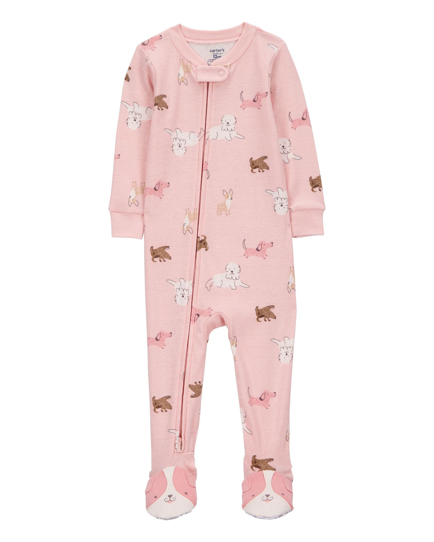 Toddler Girl 100% Cotton Long-Sleeve 2-Way Zip Pajamas