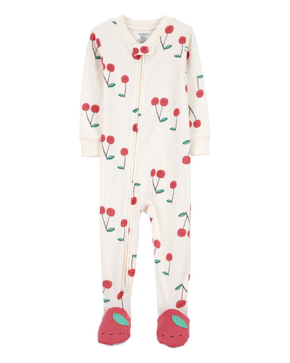 Toddler Girl 100% Cotton Long-Sleeve 2-Way Zip Pajamas