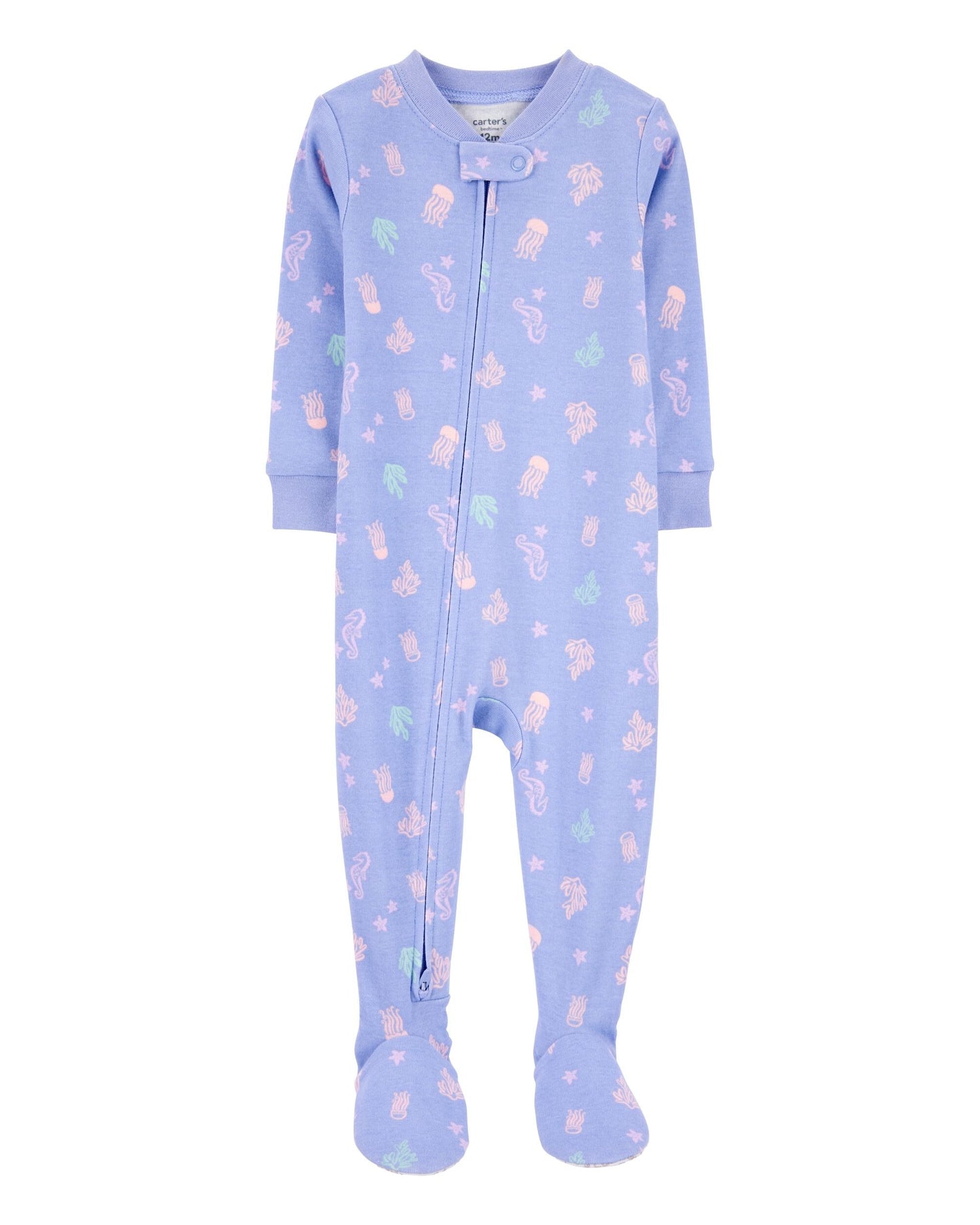Toddler Girl 100% Cotton Long-Sleeve 2-Way Zip Pajamas