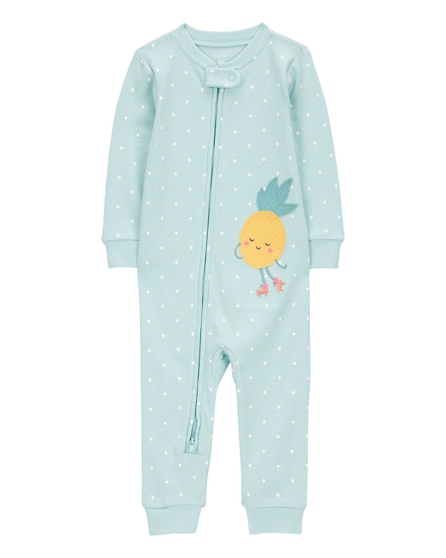 Toddler Girl 100% Cotton Long-Sleeve 2-Way Zip Pajamas