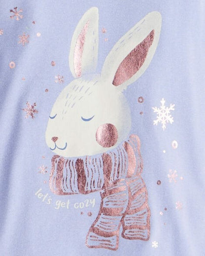 Toddler Girl Cotton Long-Sleeve 4-Piece Pajamas