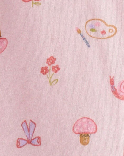 Toddler Girl 100% Cotton Long-Sleeve 2-Way Zip Pajamas